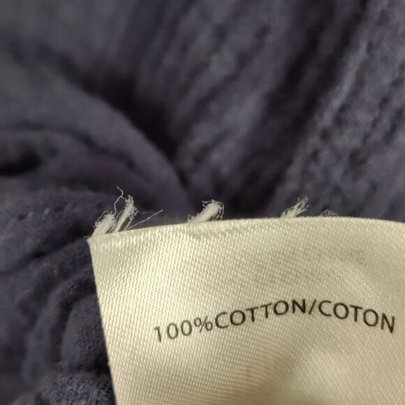 Women's Kenneth Cole Reaction Navy Cotton Button Down Shirt Sz Large Seersucker - Picture 3 of 7